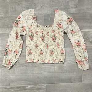 American Eagle Outfitters Floral Smocked Blouse